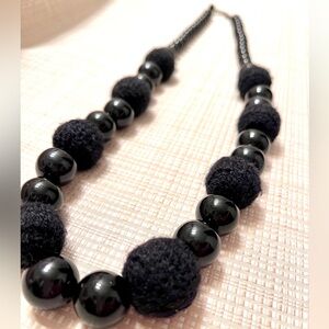 Chunky Crochet and Black Beaded Statement Necklace
